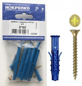 Дюбель с шурупом 6*60 (8 шт BL) (цена за уп) НАКРЕПКО 102308