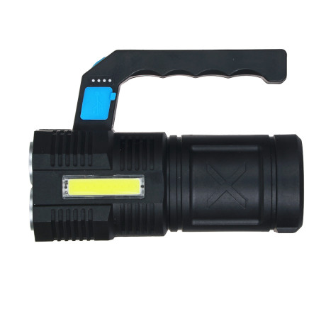 ЕРМАК Фонарь прожектор, 4 LED + COB, 4 режима, 2000мАч, USB кабель, пластик, 147х103х60 мм