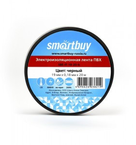 Smartbuy Изолента ПВХ 19/20 0.18х19мм, 20метров, черная (SBE-IT-19-20-b)