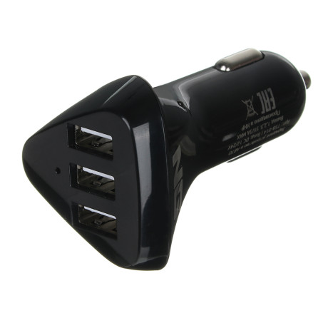 ЕРМАК Устройство зарядное автомобильное, 3xUSB, 3A, 12/24В, пластик