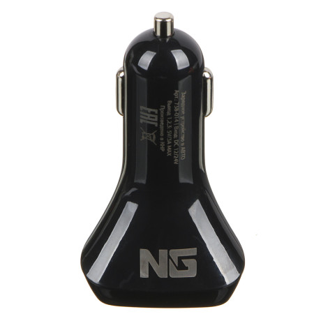 ЕРМАК Устройство зарядное автомобильное, 3xUSB, 3A, 12/24В, пластик