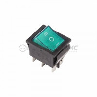 REXANT выкл. клавишный 250V 15А (6с) ON-OFF-ON зел с инд. и нейтралью цена за шт , (10!),36-2392
