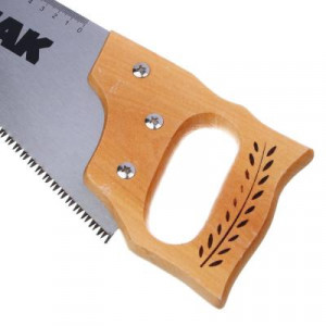 ЕРМАК Ножовка по дереву, 400 мм, 7-8 ТРI, каленый зуб, линейка, деревянная рукоятка