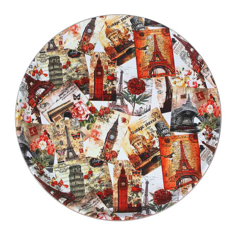 Поднос круглый с антискользящим покрытием Мосс, ПВХ, пластик, 35,5см