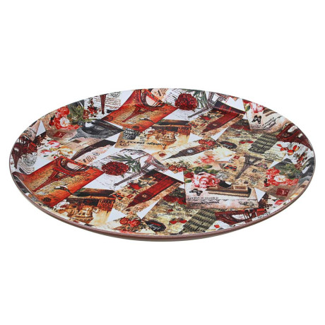 Поднос круглый с антискользящим покрытием Мосс, ПВХ, пластик, 35,5см