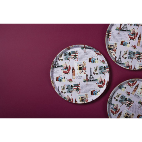 Поднос круглый с антискользящим покрытием Мосс, ПВХ, пластик, 35,5см