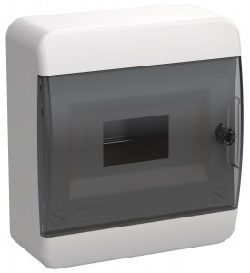 IEK TEKFOR бокс (корпус) пластик. ЩРН-П- 8 мод. навесной, прозр. черная дверь IP41