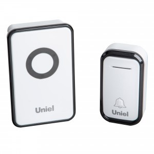 Uniel Звонок беспроводной электронный, 220В, 150м, 38 мелодий черный/белый UDB-094W-R1T1-38S-BL/WH