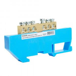 STEKKER шина нулевая "ноль" на DIN-изоляторе 6x9, 6 отв. 76А, синий, LD555-69-6 49531 85