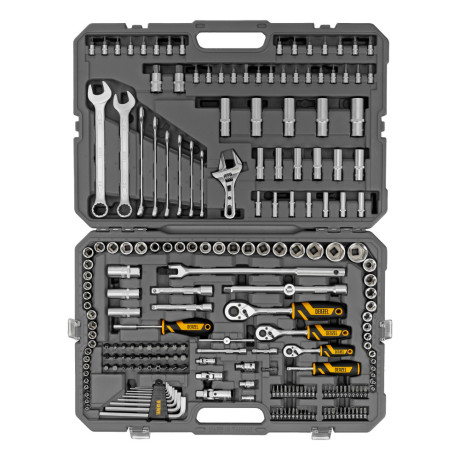 Набор инструментов, 1/2", 1/4", 3/8", CrV, S2, пластиковый кейс, 216 предметов Denzel