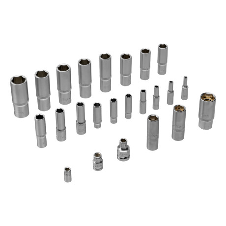 Набор инструментов, 1/2", 1/4", 3/8", CrV, S2, пластиковый кейс, 216 предметов Denzel