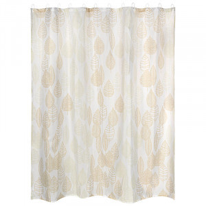 Штора для ванной комнаты полиэстер 180*180см,12 колец,Листья,SC-PE-51,108997/Рыжий кот