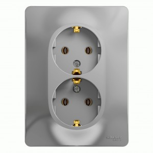 Systeme Electric GLOSSA роз. СУ 2 мест. алюм. (пл.осн., земля) GSL000324 (10!)