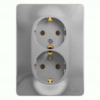 Systeme Electric GLOSSA роз. СУ 2 мест. алюм. (пл.осн., земля) GSL000324 (10!)