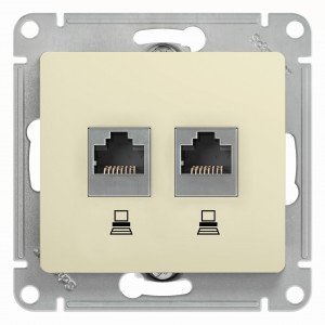 Systeme Electric GLOSSA мех. роз. комп. СУ 2 мест. беж. (пл.осн., RJ45) GSL000285KK (5!)