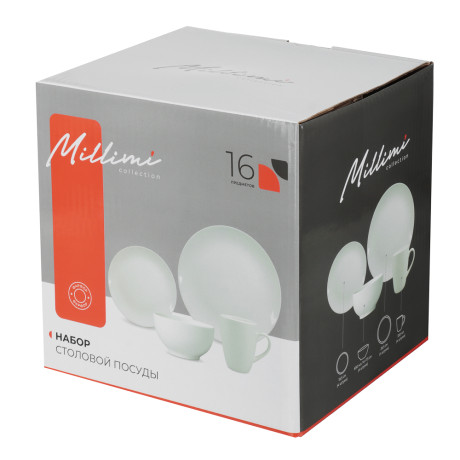MILLIMI Набор посуды 16 предметов, белый, фарфор