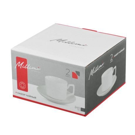 Набор чайный 2 пр., 240мл, MILLIMI, белый, фарфор