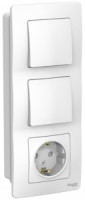 Systeme Electric BLANCA блок (роз.+1кл. выкл.+ 1кл. выкл.) СУ бел. (земля, штор.) BLNBS101101 (3!)