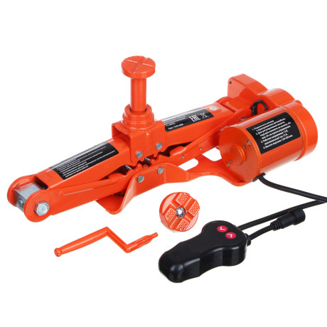 ЕРМАК Домкрат электрический 3 т, 12В, 120-420 мм, 100 Вт, в кейсе, х/б перчатки с ПВХ