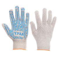 Перчатки вязаные ЛЮКС х/б с ПВХ напылением "Протектор" 5 нитей, Х-нить, 62 гр, белые