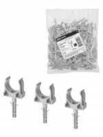 TDM крепеж-клипса для трубы 20 мм с дюбелем (100шт/уп, цена за шт) серая (100!) SQ0405-0092