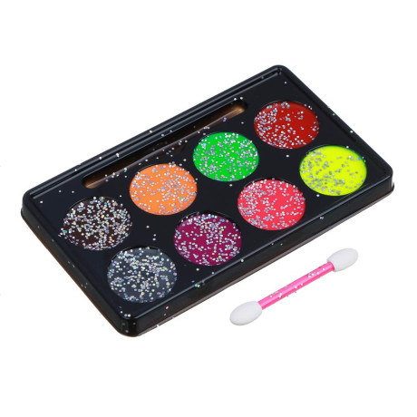 ХОББИХИТ Набор грима, люминесцентный, 8цв., аппликатор, 19,5х17,5см, масляный грим, пластик