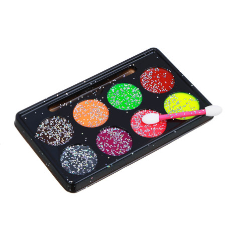 ХОББИХИТ Набор грима, люминесцентный, 8цв., аппликатор, 19,5х17,5см, масляный грим, пластик