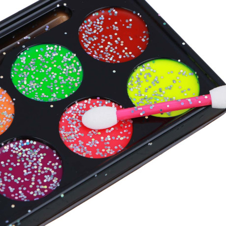 ХОББИХИТ Набор грима, люминесцентный, 8цв., аппликатор, 19,5х17,5см, масляный грим, пластик