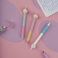 Ручка гелевая стираемая автоматическая MESHU "Sweet paws" синяя, 0,5мм, с топпером Арт.362467