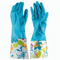 Перчатки латексные 2шт(1пара) М, 40см, манжета 12см, голубой 92437 Рыжий кот
