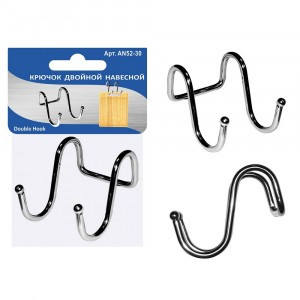 Крючок двойной навесной (кратность 12шт!!!), сталь/хром проволока AN52-30 Мультидом