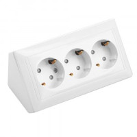 Bylectrica СТИЛЬ розетка угловая ОУ 3 мест. 16A бел. (земля, шторки) IP20 (РА16-796)