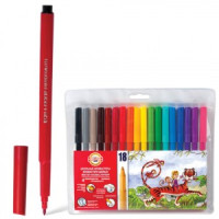 Фломастеры KOH-I-NOOR, 18цв., смываемые, трехгр. пластик.уп. европодвес, 771002AH04TERU 150656