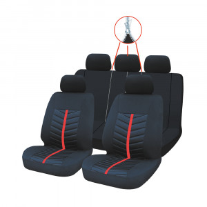 NG Авточехлы универсальные комфорт плюс 9 пр., полиэстер, 3 замка, Airbag, черный/красный