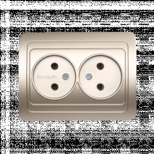 Smartbuy Марс роз. СУ 2-местная без заземления 10А шампань,  (SBE-02c-10-S2-N-c)