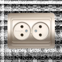 Smartbuy Марс роз. СУ 2-местная без заземления 10А шампань,  (SBE-02c-10-S2-N-c)