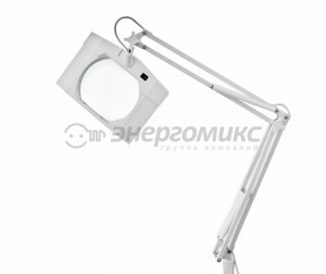 Лупа на струбцине квадратная настольная 3Х с подсветкой, белая  REXANT, 31-0101