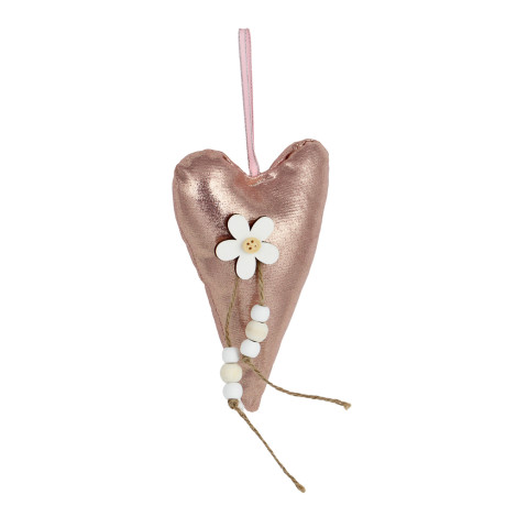 Декор - подвеска, сердце с цветком, 9x22 см, полиэстер