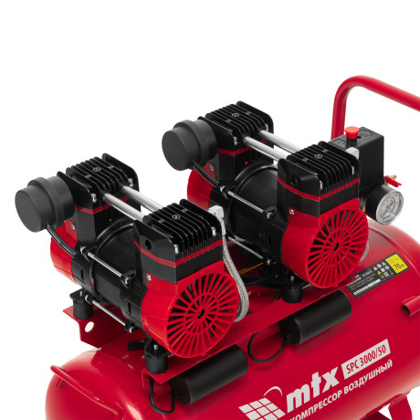 Компрессор безмасляный малошумный SPC 3000/50, 3000 Вт, ресивер 50 л, 520 л/мин// MTX