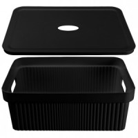 "Ящик с крышкой универсальный "VELVET" 380х270х144мм 13л черный 434249613 (аналог 877380) Бытпласт