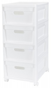 Комод на колесах VELVET 4 Ящика, 300х385х690 мм белый 435218816 Бытпласт