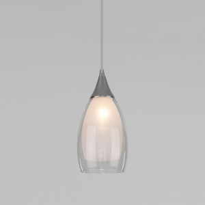 EUROSVET св-к подвес. 1x15W E14 хром/стекло бел.прозр.  120х120х1150 Cosmic 50085/1 хром