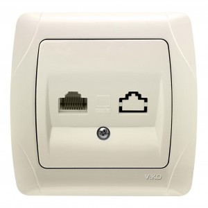 VIKO by Panasonic Carmen роз. СУ комп.  2 мест. (RJ45 1 джек+пусто) крем. 90562032-RU (Турция)