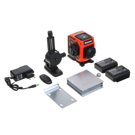 ЕРМАК Уровень лазерный 12 лучей (3D),2АКБ+ЗУ,экран зарядки, пульт,кронтшейн,платформа, сумка чехол