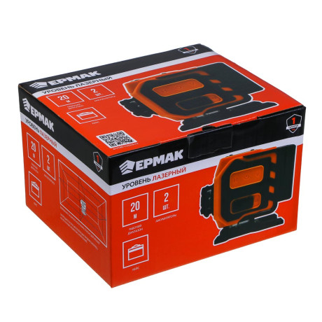 ЕРМАК Уровень лазерный 12 лучей (3D),2АКБ+ЗУ,экран зарядки, пульт,кронтшейн,платформа, сумка чехол