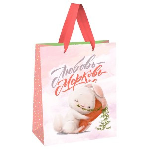 Пакет подарочный 18*23*10см MESHU "Любовь-морковь", выборочный лак, матовая ламинация 354595