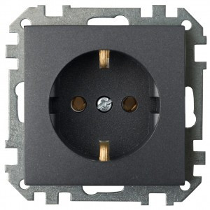 Bylectrica СТИЛЬ мех. розетки земля черный графит, (РС16-525 черный графит)