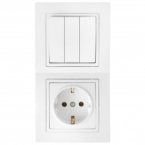 Bylectrica УЮТ блок (роз. 16А + 3 кл. выкл. 10А) СУ бел. (земля) 3В-РЦ-731