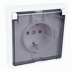 Bylectrica CARRE роз. СУ 1 мест. (земля,корп. ABS) IP44 белый (РС16-0632)