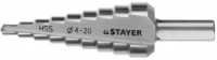 Сверло STAYER &quot;MASTER&quot; 9-ступен. по мет., сталь HSS, d 4-20, L-75 мм, 3-хгран. хвост. 8мм